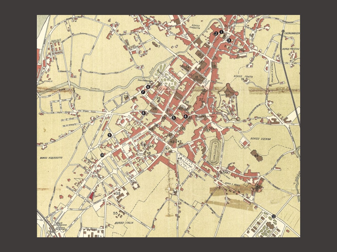 Pietre d'Inciampo a Gorizia - La mappa della città
